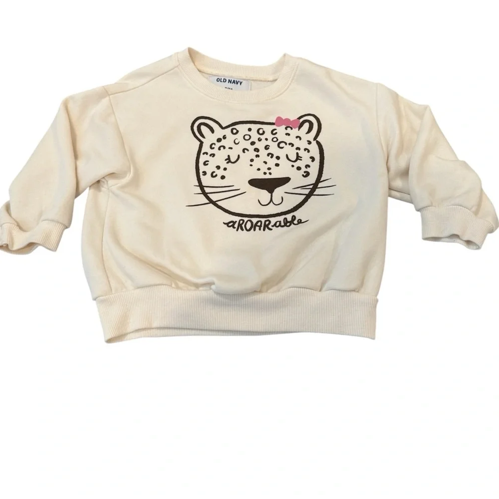 Old Navy Baby Girl Ivory Tiger Sweatshirt & Brown Tulle Skirt Set 18-24 Months